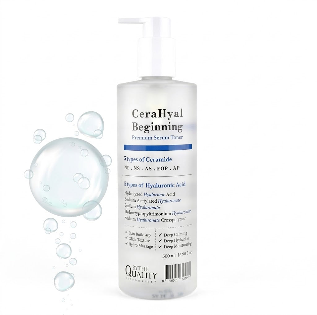 bythequality cera hyal beginning premium serum toner 500ml